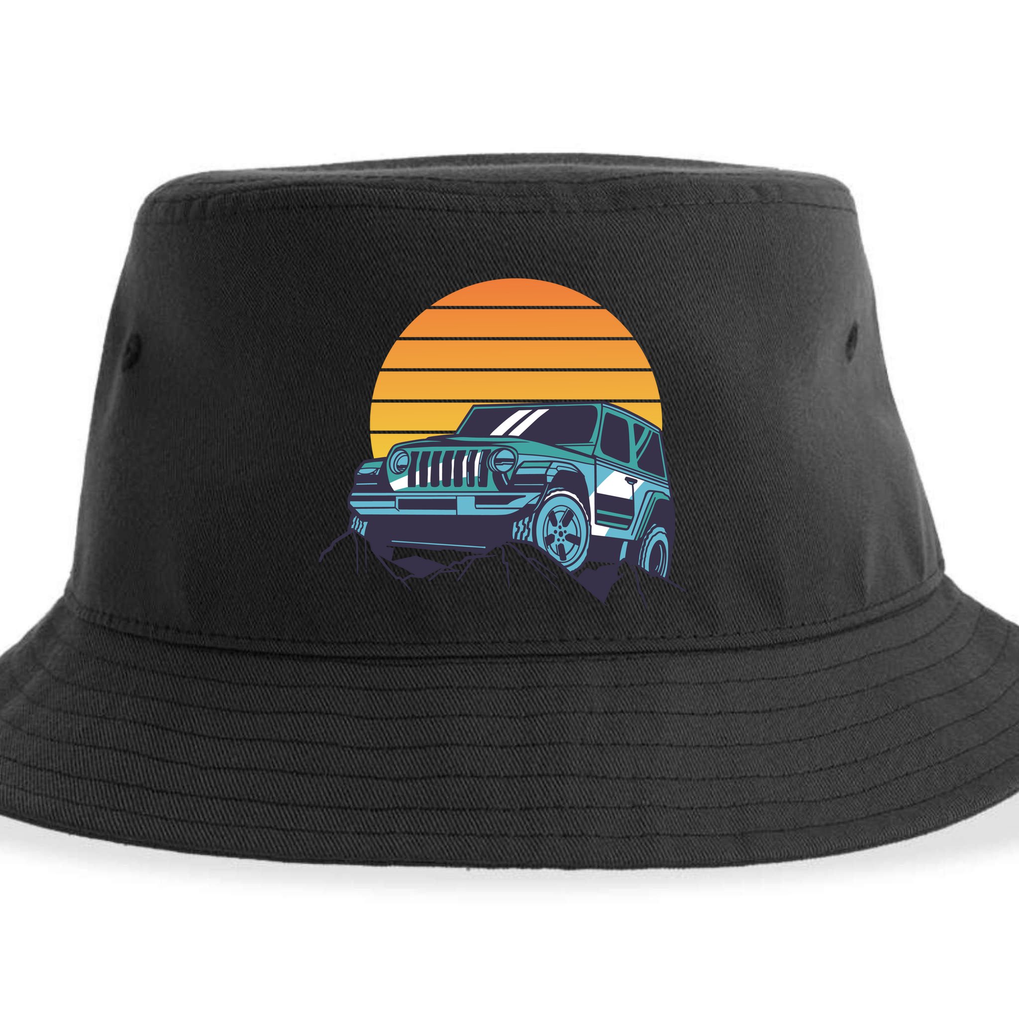 Driving In Sunset Retro Sustainable Bucket Hat