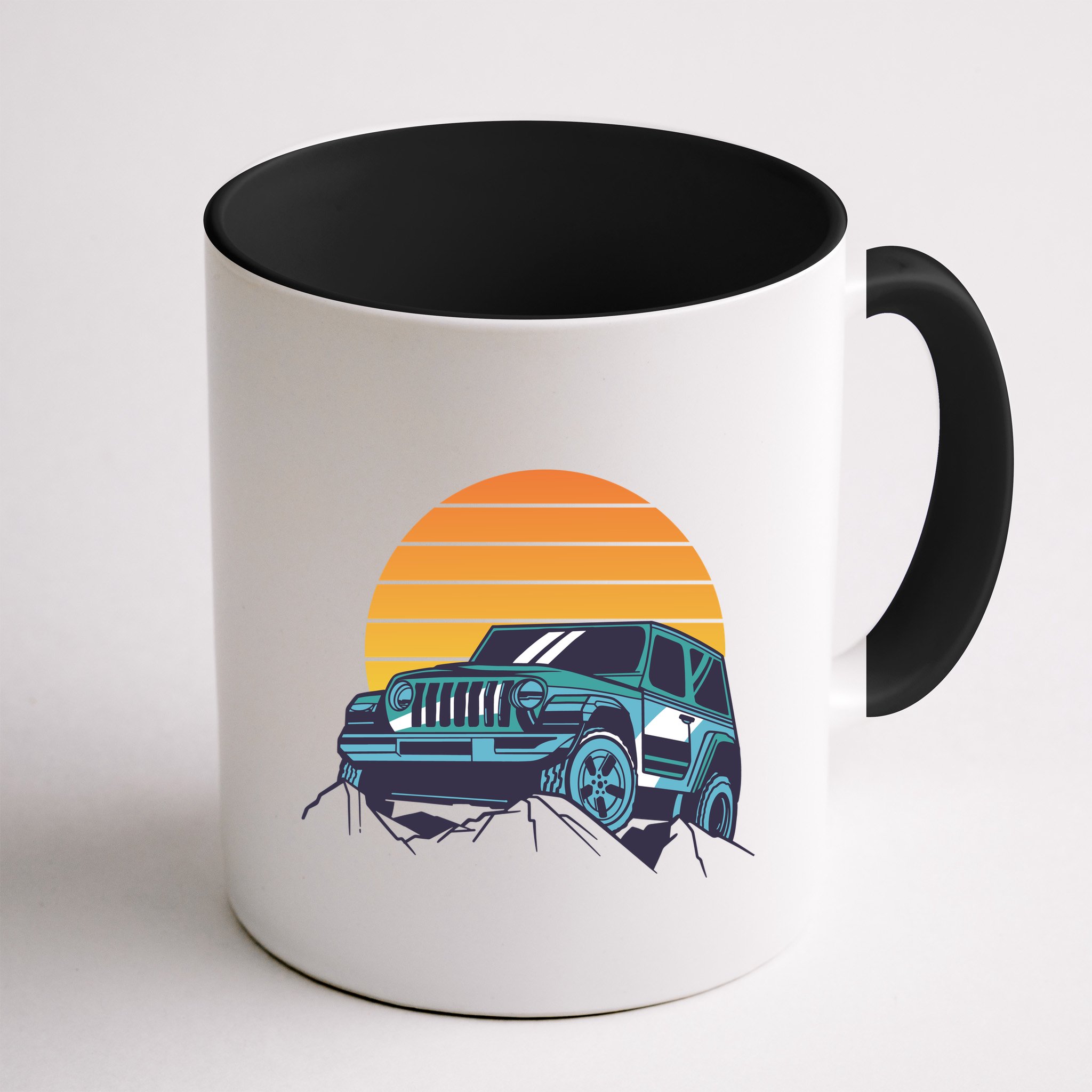 Driving In Sunset Retro Mug