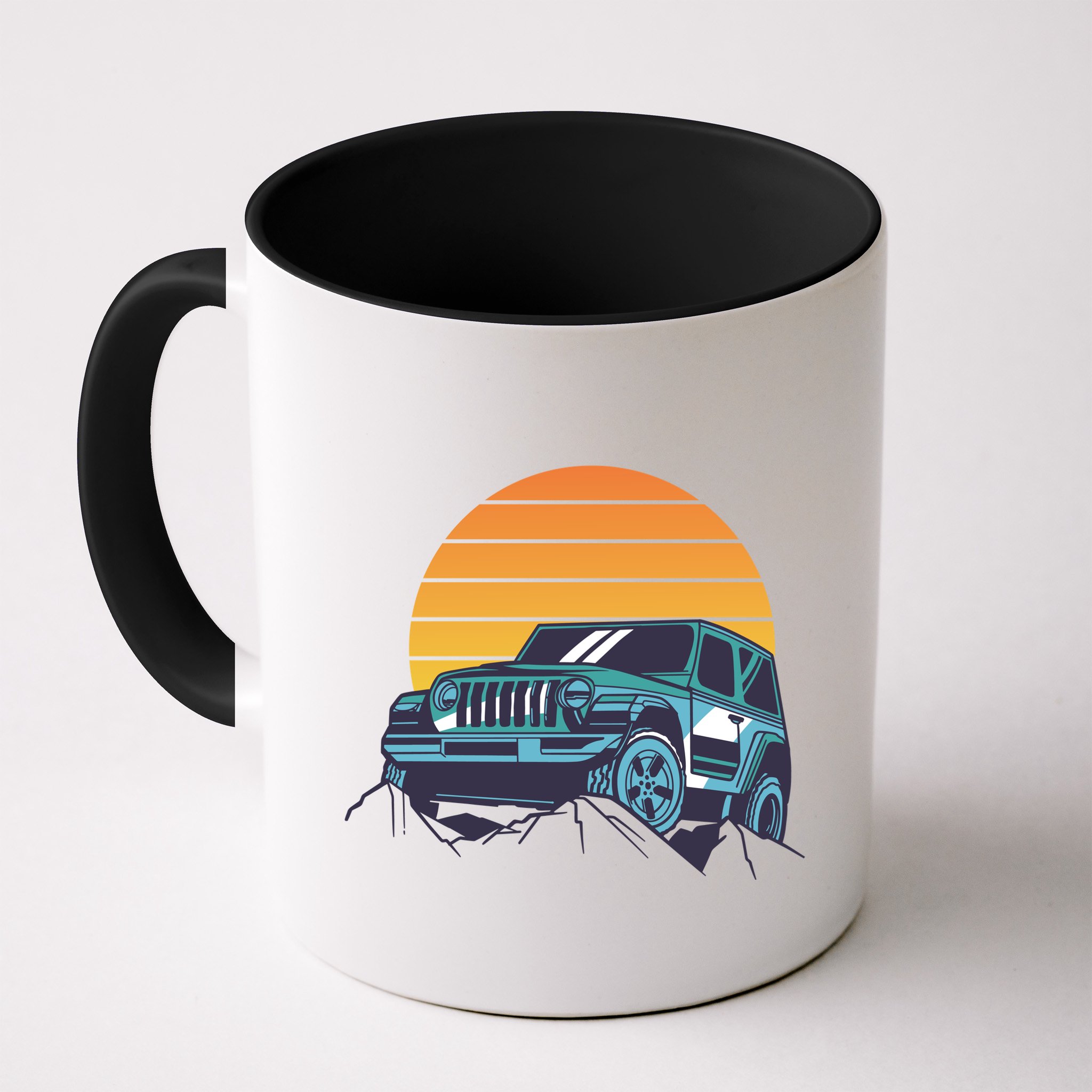 Driving In Sunset Retro Mug