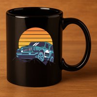 Driving In Sunset Retro 11oz C Handle Ceramic Mug