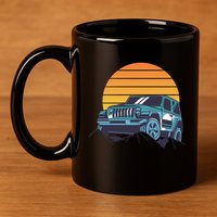 Driving In Sunset Retro 11oz C Handle Ceramic Mug