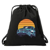 Driving In Sunset Retro Drawstring Bag