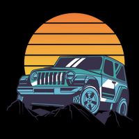 Driving In Sunset Retro Drawstring Bag