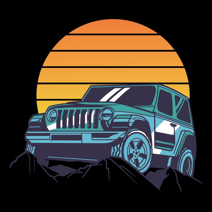 Driving In Sunset Retro Drawstring Bag