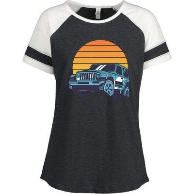 Driving In Sunset Retro Enza Ladies Jersey Colorblock Tee