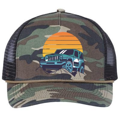 Driving In Sunset Retro Retro Rope Trucker Hat Cap