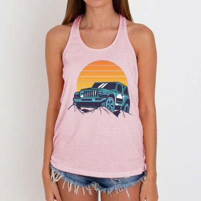 Driving In Sunset Retro Women's Knotted Racerback Tank