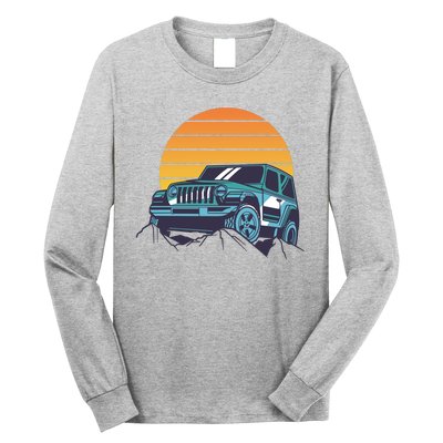 Driving In Sunset Retro Long Sleeve Shirt