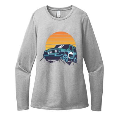 Driving In Sunset Retro Womens CVC Long Sleeve Shirt