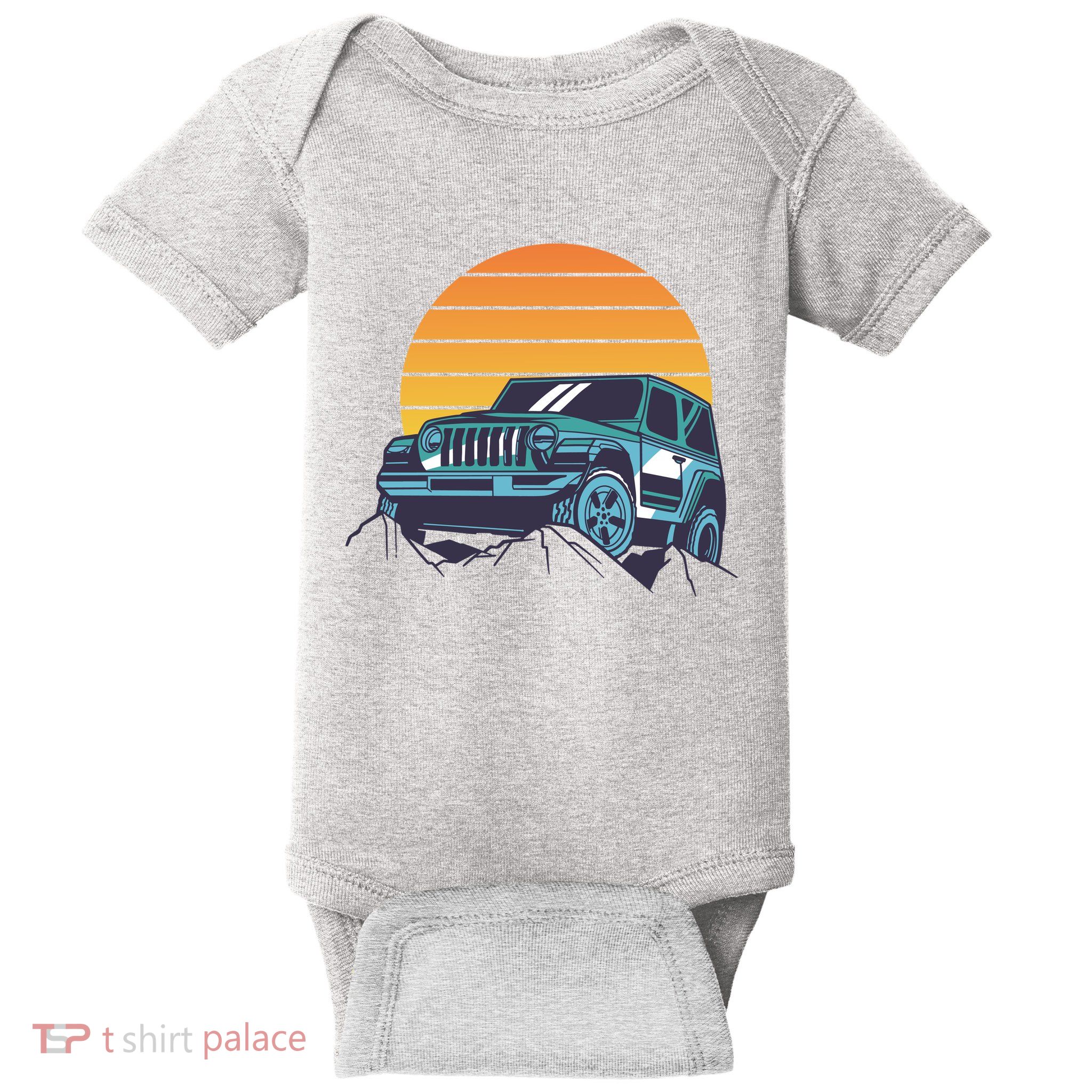 Driving In Sunset Retro Baby Bodysuit