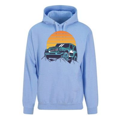 Driving In Sunset Retro Unisex Surf Hoodie