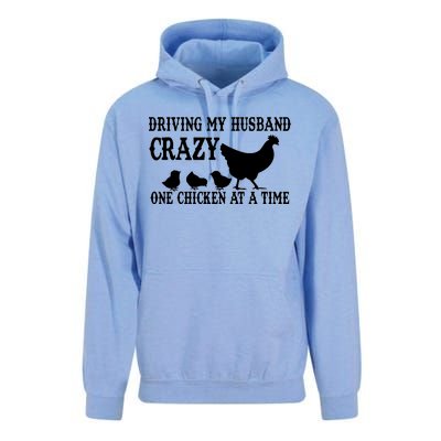 Driving My Husband Crazy One Chicken At A Time Unisex Surf Hoodie