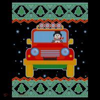 Driving Snowman Truck Ugly Christmas Sweater Apron