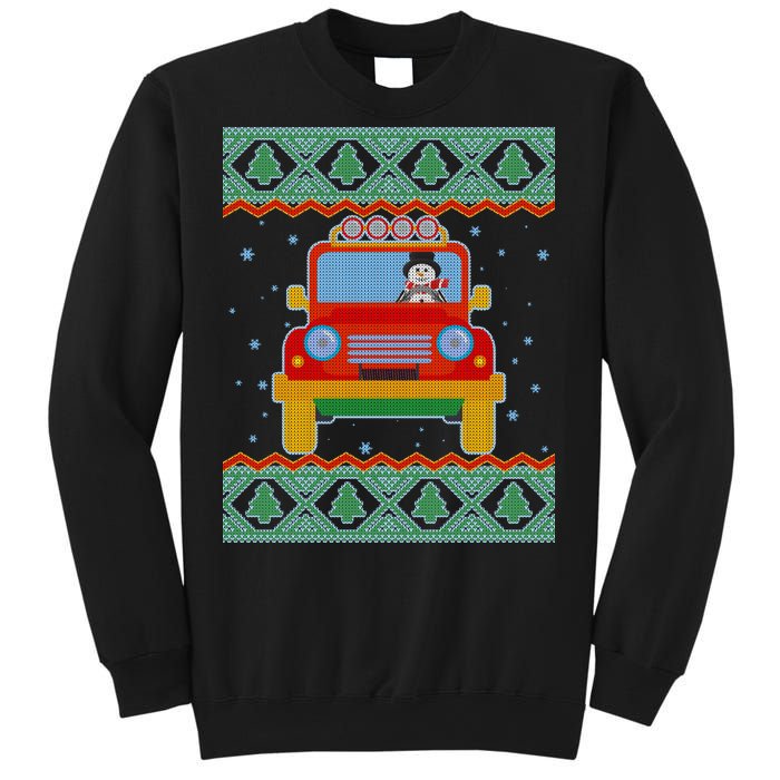 Driving Snowman Truck Ugly Christmas Sweater Sweatshirt