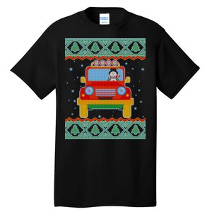 Driving Snowman Truck Ugly Christmas Sweater Tall T-Shirt