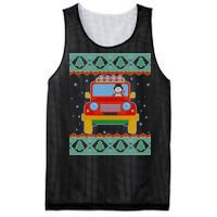 Driving Snowman Truck Ugly Christmas Sweater Mesh Reversible Basketball Jersey Tank