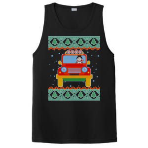 Driving Snowman Truck Ugly Christmas Sweater PosiCharge Competitor Tank