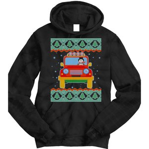 Driving Snowman Truck Ugly Christmas Sweater Tie Dye Hoodie