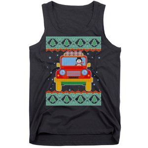 Driving Snowman Truck Ugly Christmas Sweater Tank Top