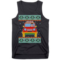 Driving Snowman Truck Ugly Christmas Sweater Tank Top