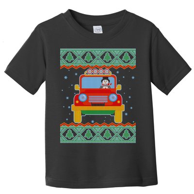Driving Snowman Truck Ugly Christmas Sweater Toddler T-Shirt