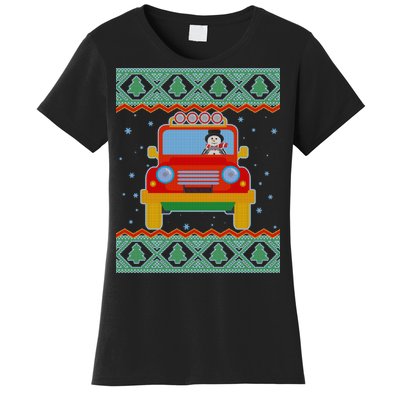 Driving Snowman Truck Ugly Christmas Sweater Women's T-Shirt