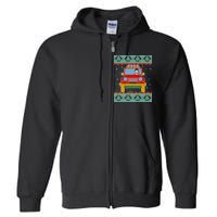 Driving Snowman Truck Ugly Christmas Sweater Full Zip Hoodie