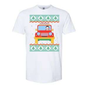 Driving Snowman Truck Ugly Christmas Sweater Softstyle CVC T-Shirt