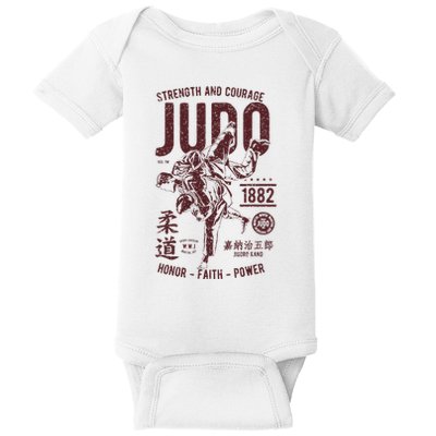 Distressed Retro Judo Outfit Vintage Judo Baby Bodysuit