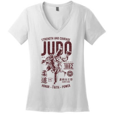 Distressed Retro Judo Outfit Vintage Judo Women's V-Neck T-Shirt
