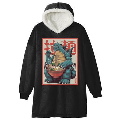 Dinosaur Ramen Japanese Art Graphic Kawaii Monster Anime Hooded Wearable Blanket