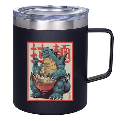 Dinosaur Ramen Japanese Art Graphic Kawaii Monster Anime 12oz Stainless Steel Coffee Mug
