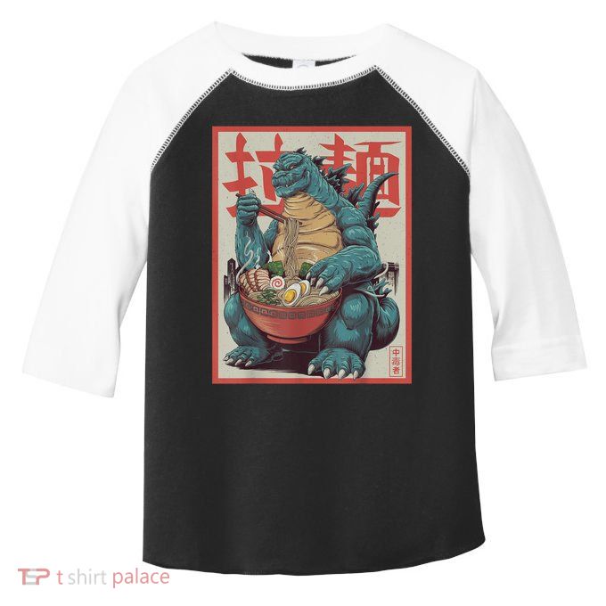 Dinosaur Ramen Japanese Art Graphic Kawaii Monster Anime Toddler Fine Jersey T-Shirt