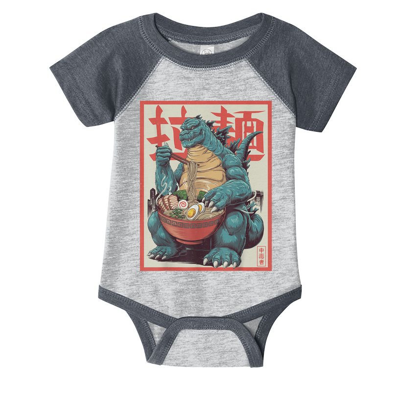 Dinosaur Ramen Japanese Art Graphic Kawaii Monster Anime Infant Baby Jersey Bodysuit