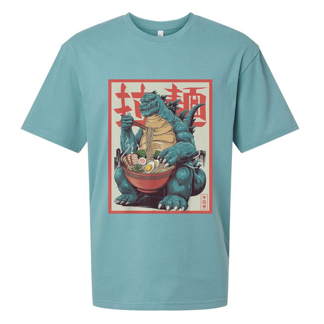 Dinosaur Ramen Japanese Art Graphic Kawaii Monster Anime Sueded Cloud Jersey T-Shirt