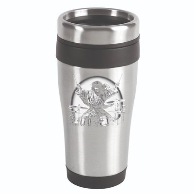 Drummer Rock Jesus Drumming 16oz Travel Tumbler