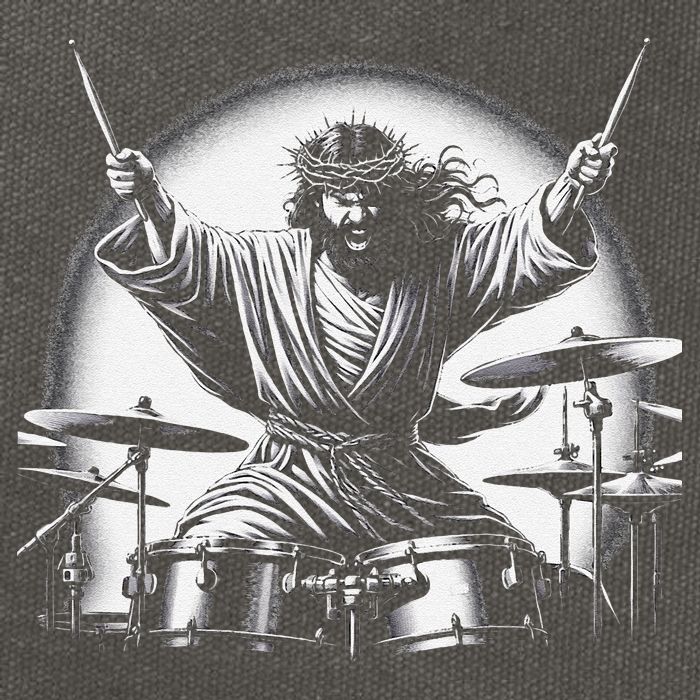 Drummer Rock Jesus Drumming Cotton Canvas Backpack