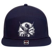 Drummer Rock Jesus Drumming 7 Panel Mesh Trucker Snapback Hat