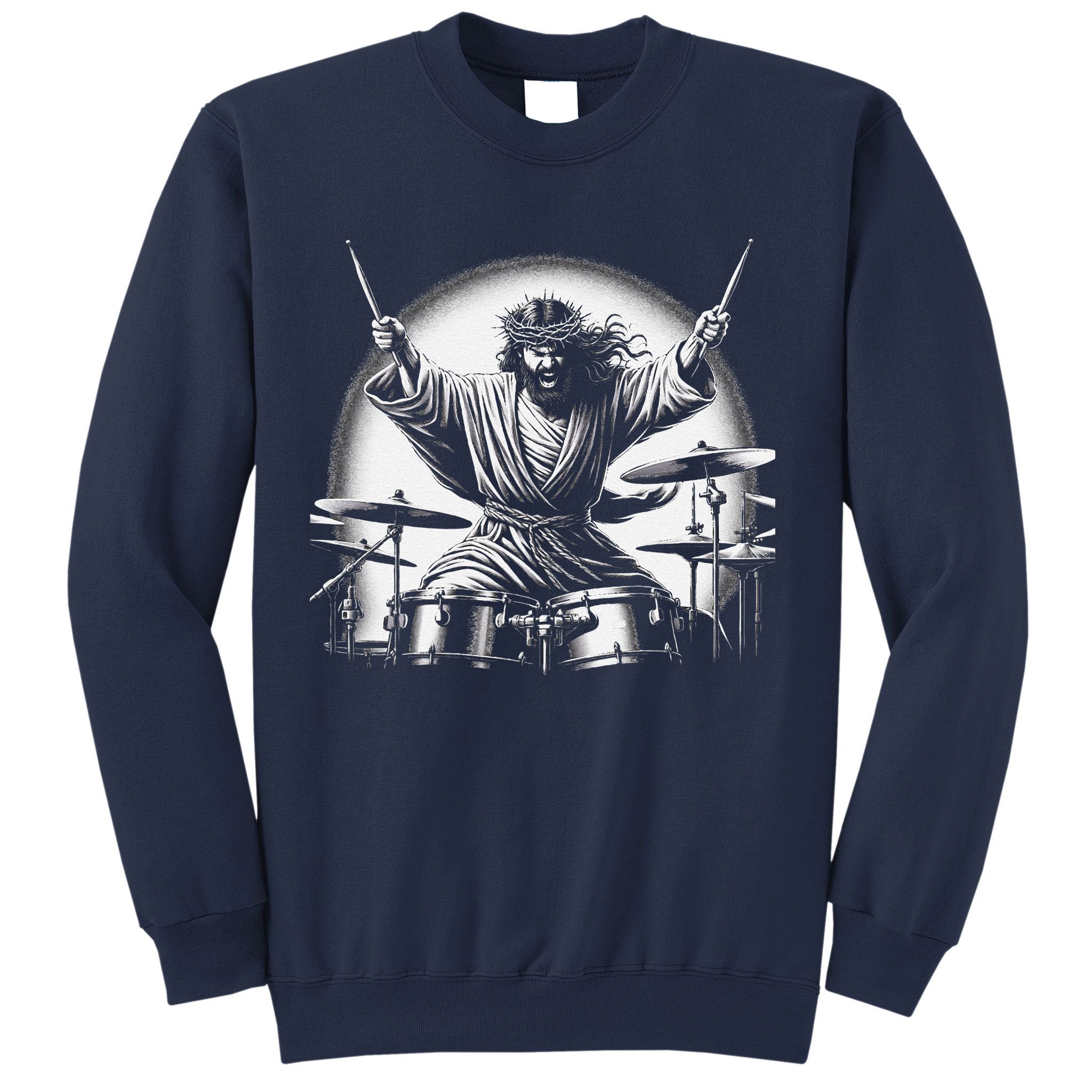 Drummer Rock Jesus Drumming Sweatshirt