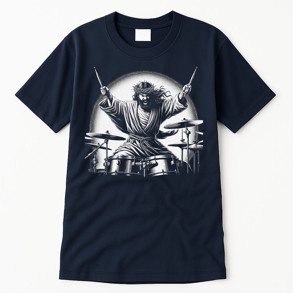 Drummer Rock Jesus Drumming Tall T-Shirt