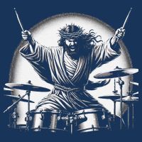 Drummer Rock Jesus Drumming Drawstring Bag
