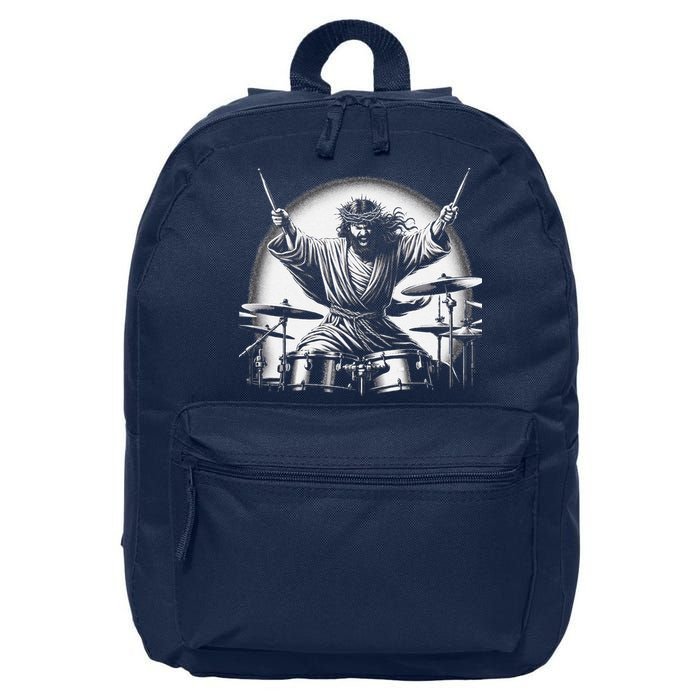 Drummer Rock Jesus Drumming 16 in Basic Backpack