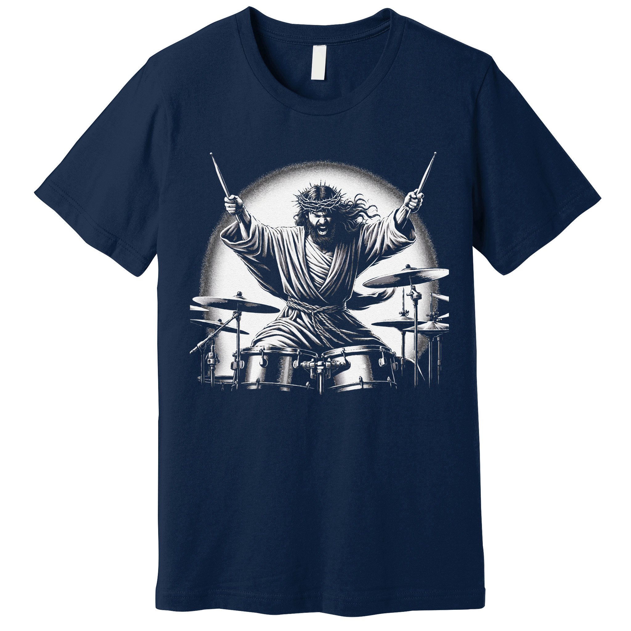 Drummer Rock Jesus Drumming Premium T-Shirt
