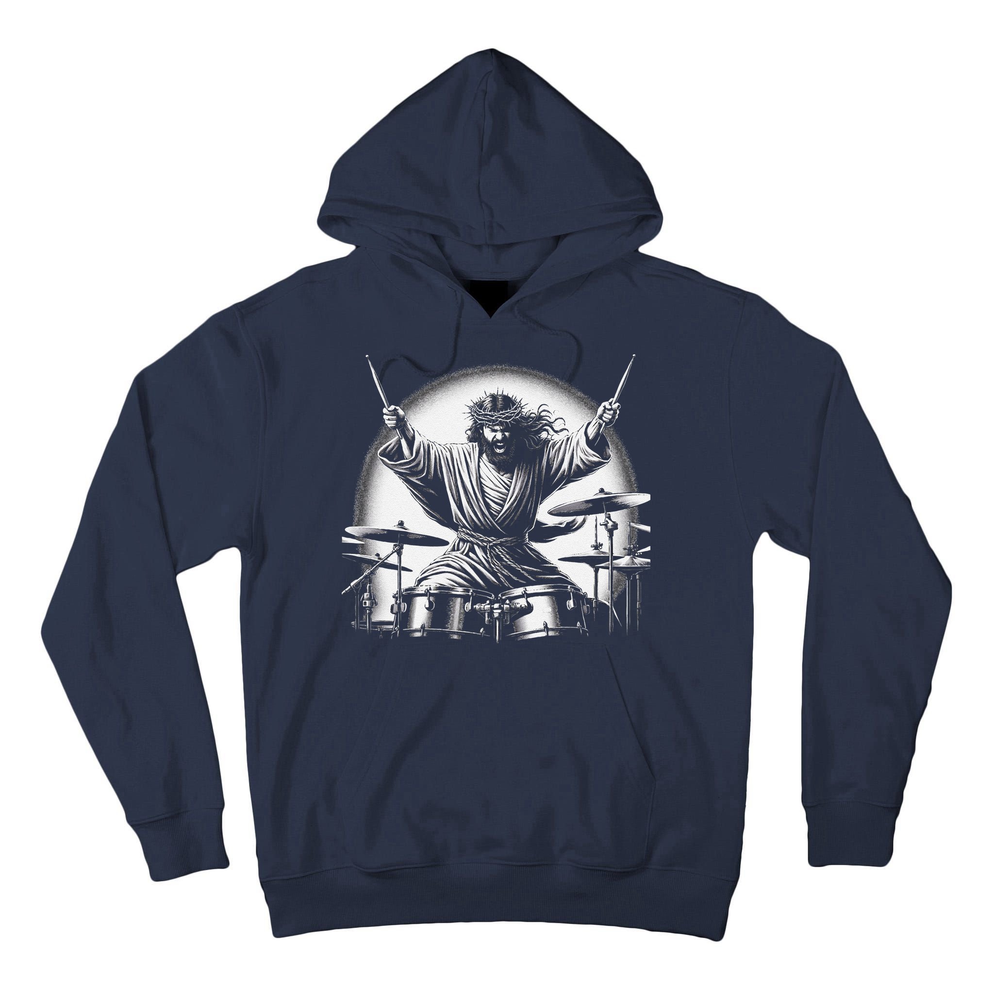 Drummer Rock Jesus Drumming Tall Hoodie