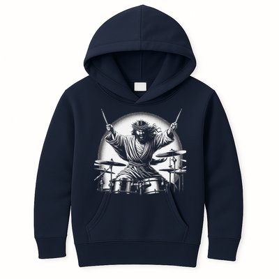 Drummer Rock Jesus Drumming Kids Hoodie