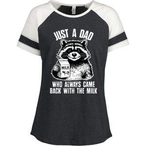 Dad Raccoon Just A Dad Who Came Back With The Milk FatherS Day Enza Ladies Jersey Colorblock Tee