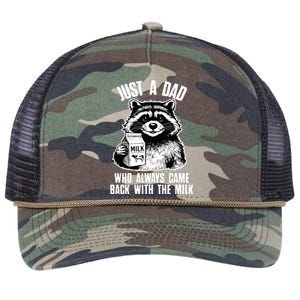 Dad Raccoon Just A Dad Who Came Back With The Milk FatherS Day Retro Rope Trucker Hat Cap