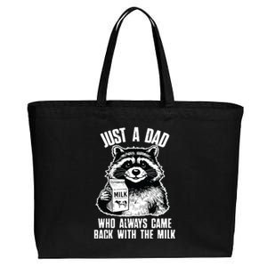 Dad Raccoon Just A Dad Who Came Back With The Milk FatherS Day Cotton Canvas Jumbo Tote