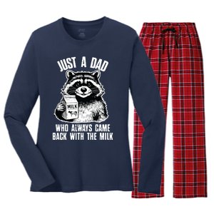 Dad Raccoon Just A Dad Who Came Back With The Milk FatherS Day Women's Long Sleeve Flannel Pajama Set 