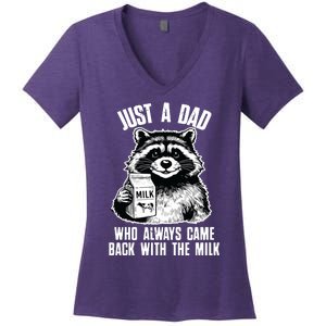 Dad Raccoon Just A Dad Who Came Back With The Milk FatherS Day Women's V-Neck T-Shirt